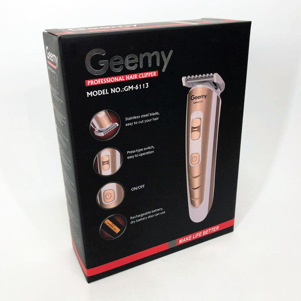 Машинка для стрижки волос Gemei GM-6113 аккумуляторная, машинка мужская для бритья. Цвет: золотой