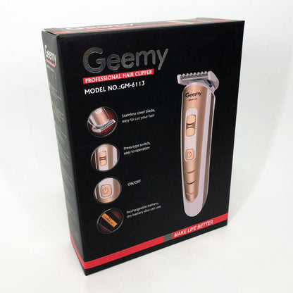 Машинка для стрижки волос Gemei GM-6113 аккумуляторная, машинка мужская для бритья. Цвет: золотой