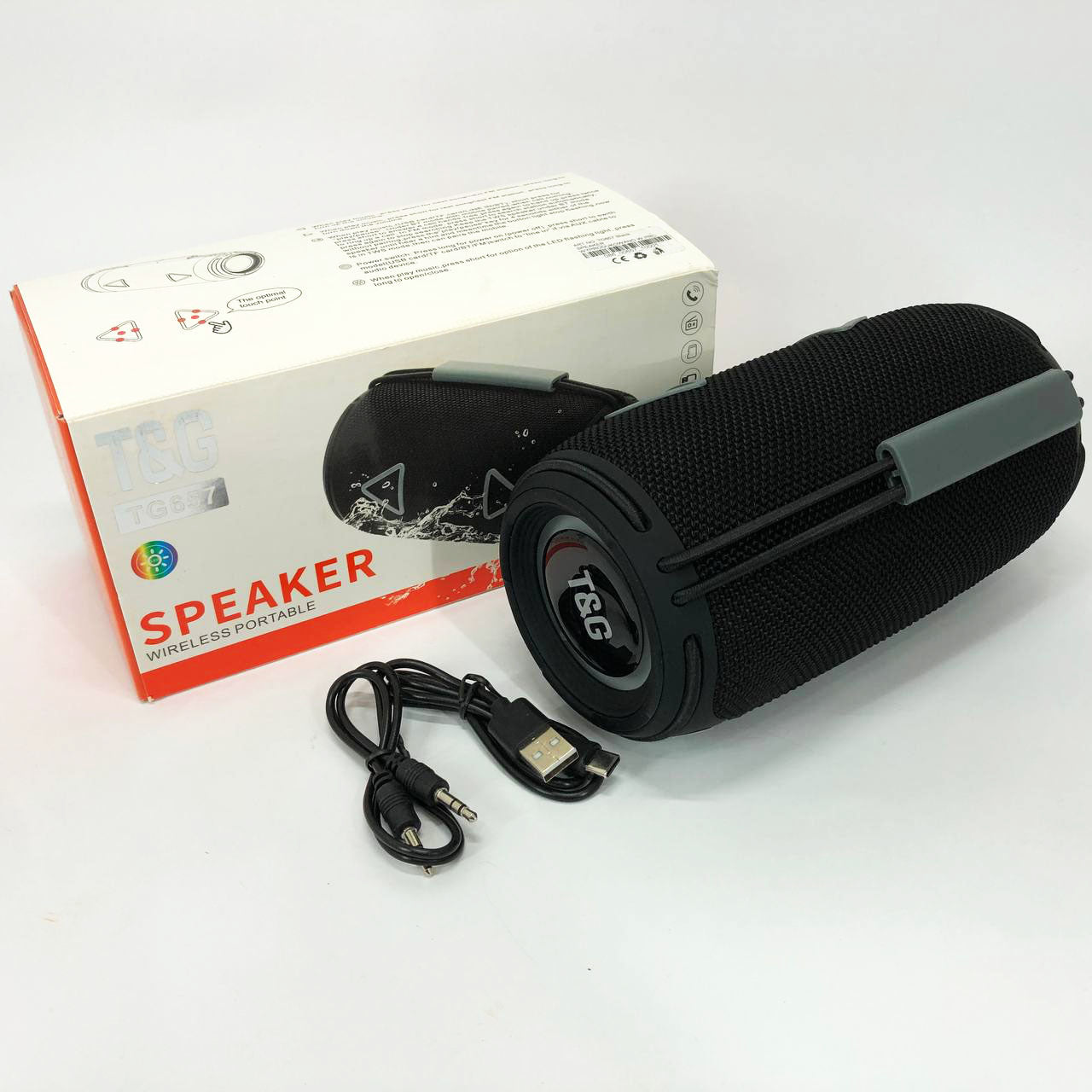 Bluetooth-колонка TG657 с RGB подсветкой 1500 mAh, Bluetooth колонка для хорошей музыки. Цвет: черный