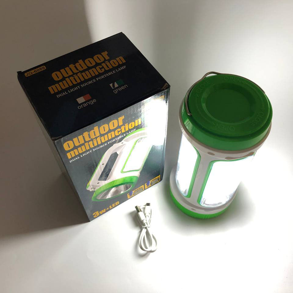 Фонарь переносной кемпинг 6088-LED+COB с функцией PowerBank, кемпинговый светильник. Цвет: зеленый