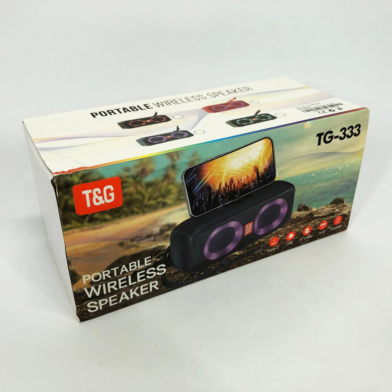 Портативная колонка TG333 2x5W с RGB подсветкой, беспроводная колонка портативная мощная. Цвет: красный