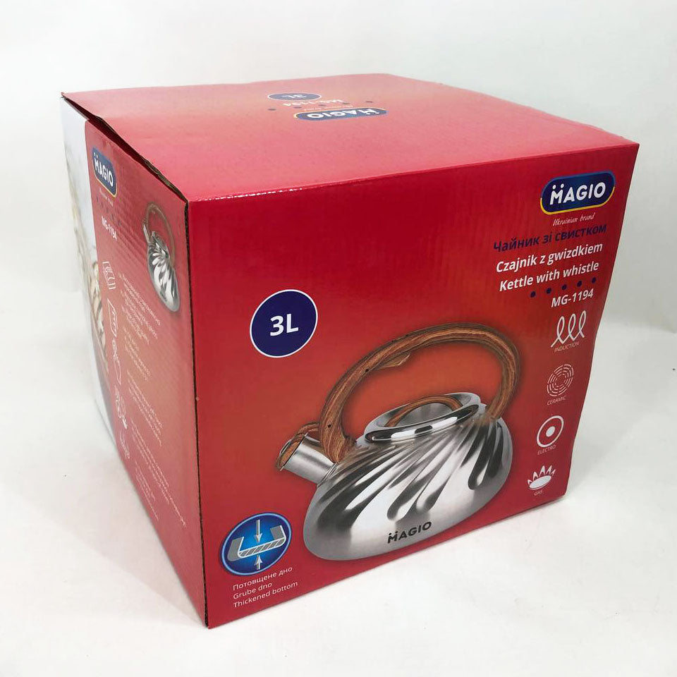 Чайник Magio MG-1194 3 л со свистком, чайник со свистком для индукционной плиты, чайник газовый