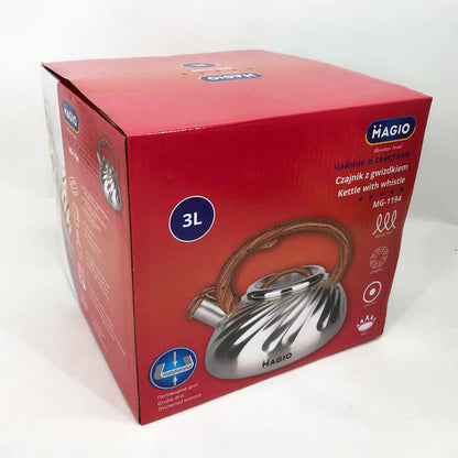 Чайник Magio MG-1194 3 л со свистком, чайник со свистком для индукционной плиты, чайник газовый