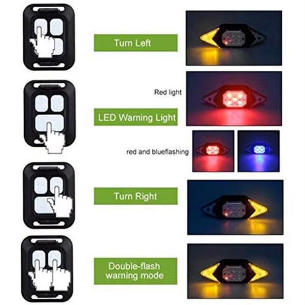 Велофонарь LY-6700 с указанием поворотов (red+yellow+blue), waterproof, Мигающий велофонарь