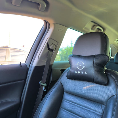 Набор автомобильных подушек 2шт для Opel, натуральная кожа, стильные черные подголовники Опель для авто