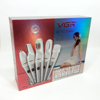 Эпилятор VGR 5 в 1 V-752, 5 насадок. Цвет: красный