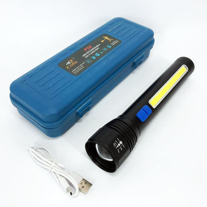 Фонарь ручной с оптическим зумом CB-C13-P50+COB, Мощный аккумуляторный лед фонарик, Лед фонарь ручной