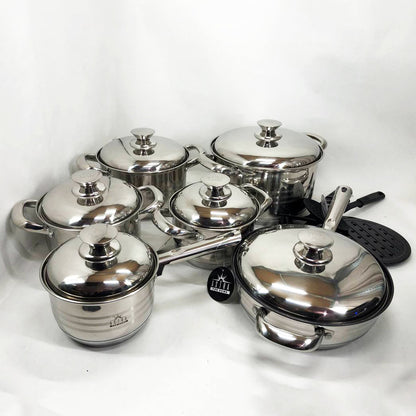 Набор посуды 18 предметов ASTRA A-2518, кастрюли из нержавейки, кастрюли с крышками, хорошие кастрюли