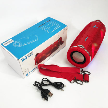 Портативная колонка TG642 с RGB подсветкой и ремешком, портативная блютус колонка. Цвет: красный