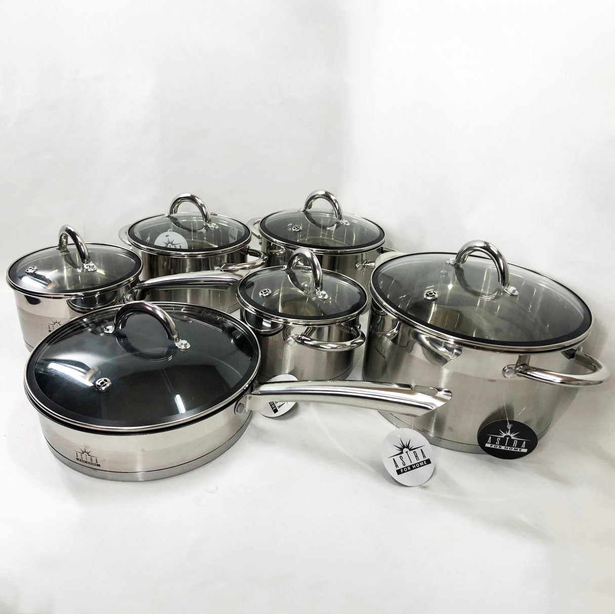 Набор посуды 12 предметов ASTRA A-2412, набор казанов, набор кастрюль из нержавеющей стали