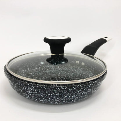 Сковорода с крышкой 20 см светлый гранит UNIQUE UN-5113 | Антипригарная сковорода | Гранитная сковорода