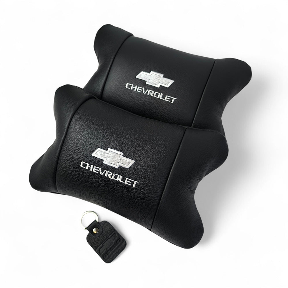 Автомобильные подушки Chevrolet из натуральной итальянской кожи + кожаный брелок в подарок