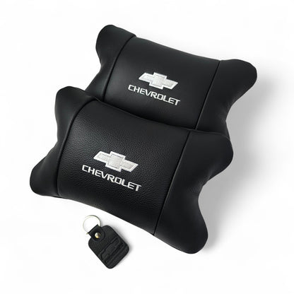 Автомобильные подушки Chevrolet из натуральной итальянской кожи + кожаный брелок в подарок