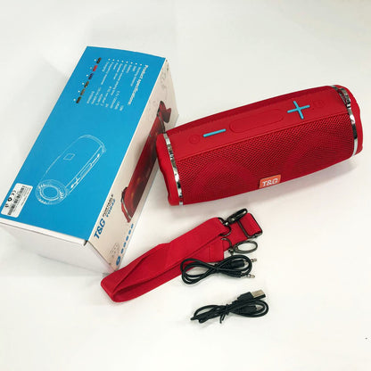 Портативная колонка TG642 с RGB подсветкой и ремешком, портативная блютус колонка. Цвет: красный