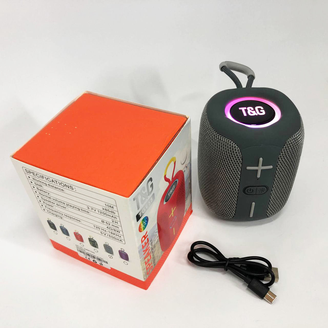 Портативная Bluetooth колонка TG658 8W с RGB подсветкой, Музыкальные колонки для улицы. Цвет: серый
