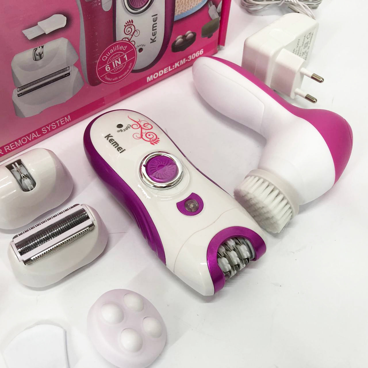 Эпилятор женский многофункциональный 6 в 1 пинцетный Kemei KM-3066 Х массажер уход за кожей 2 скорости