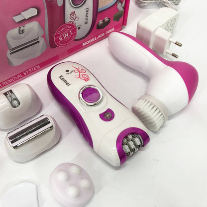 Эпилятор женский многофункциональный 6 в 1 пинцетный Kemei KM-3066 Х массажер уход за кожей 2 скорости