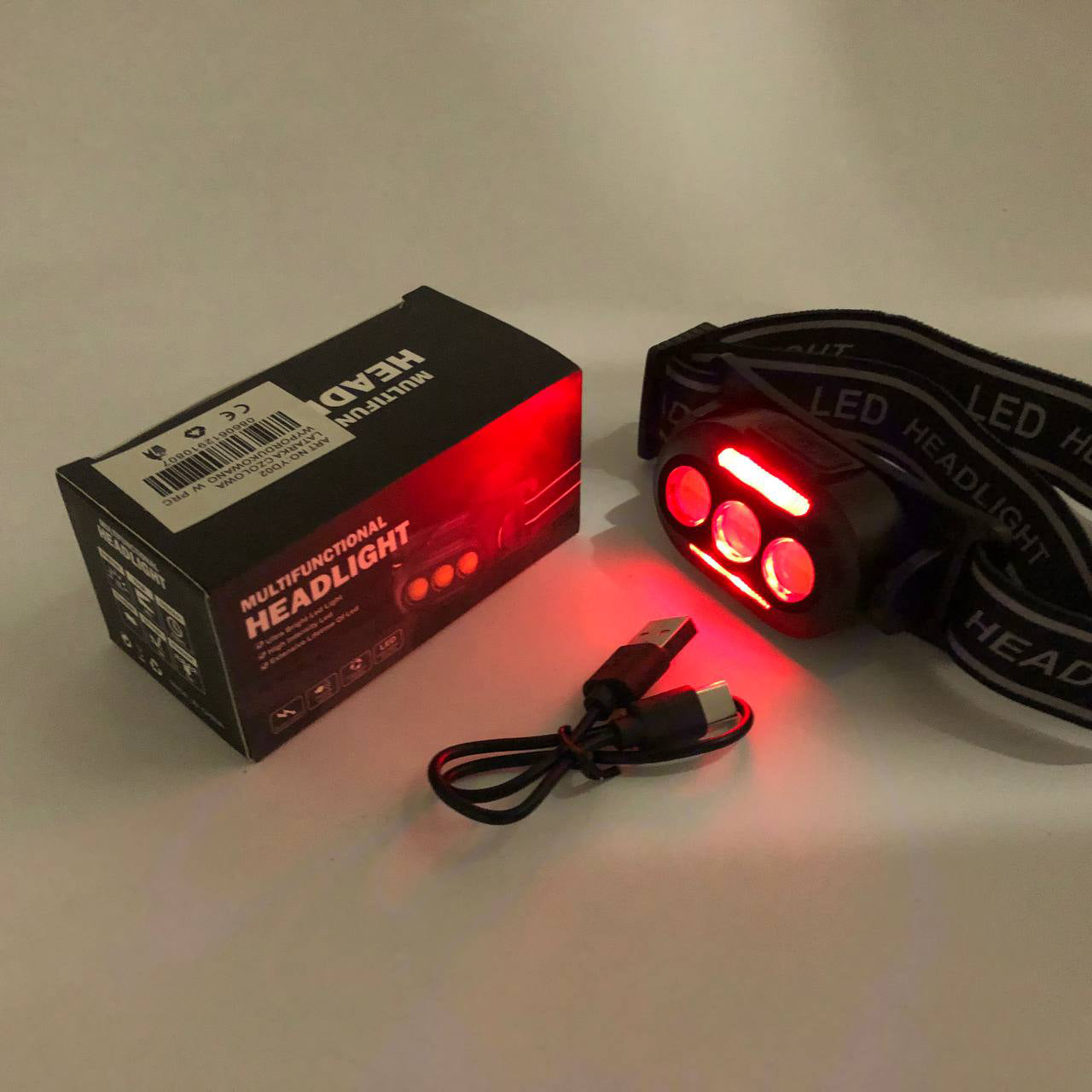 Фонарик налобный YD02-COB (White+red+blue), Налобные фонари для активных людей, фонарь для туризма