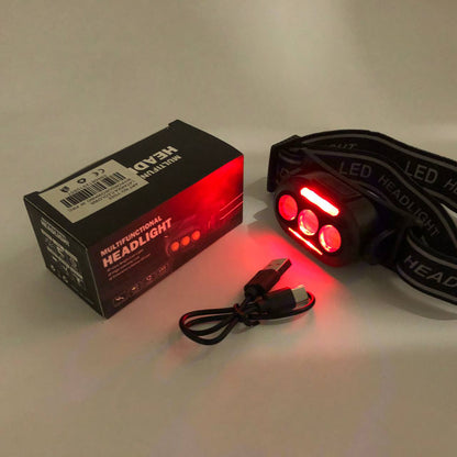 Фонарик налобный YD02-COB (White+red+blue), Налобные фонари для активных людей, фонарь для туризма