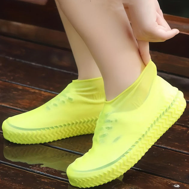 Многоразовые бахилы-чехлы L (41-45 размер) для обуви силиконовые от воды и грязи. Цвет: желтый