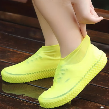 Многоразовые бахилы-чехлы L (41-45 размер) для обуви силиконовые от воды и грязи. Цвет: желтый