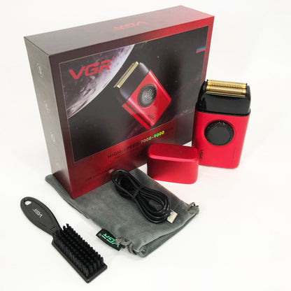 Электробритва VGR V-378 RED шейвер, двойное лезвие + триммер, регулировка мощности 7000-9000 RPM