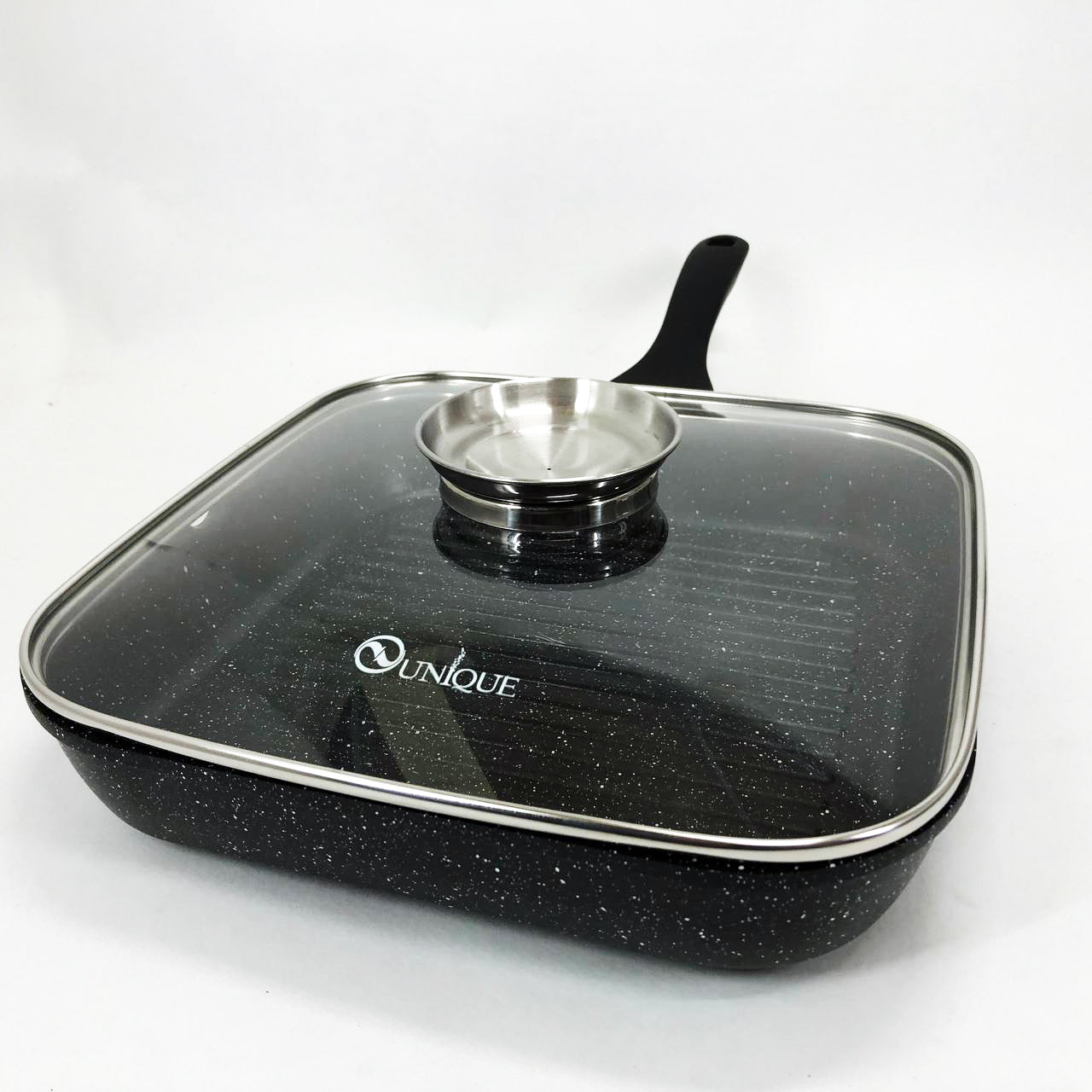 Сковорода гриль UNIQUE UN-4012 стильная 24см, Надежная сковорода с антипригарным покрытием