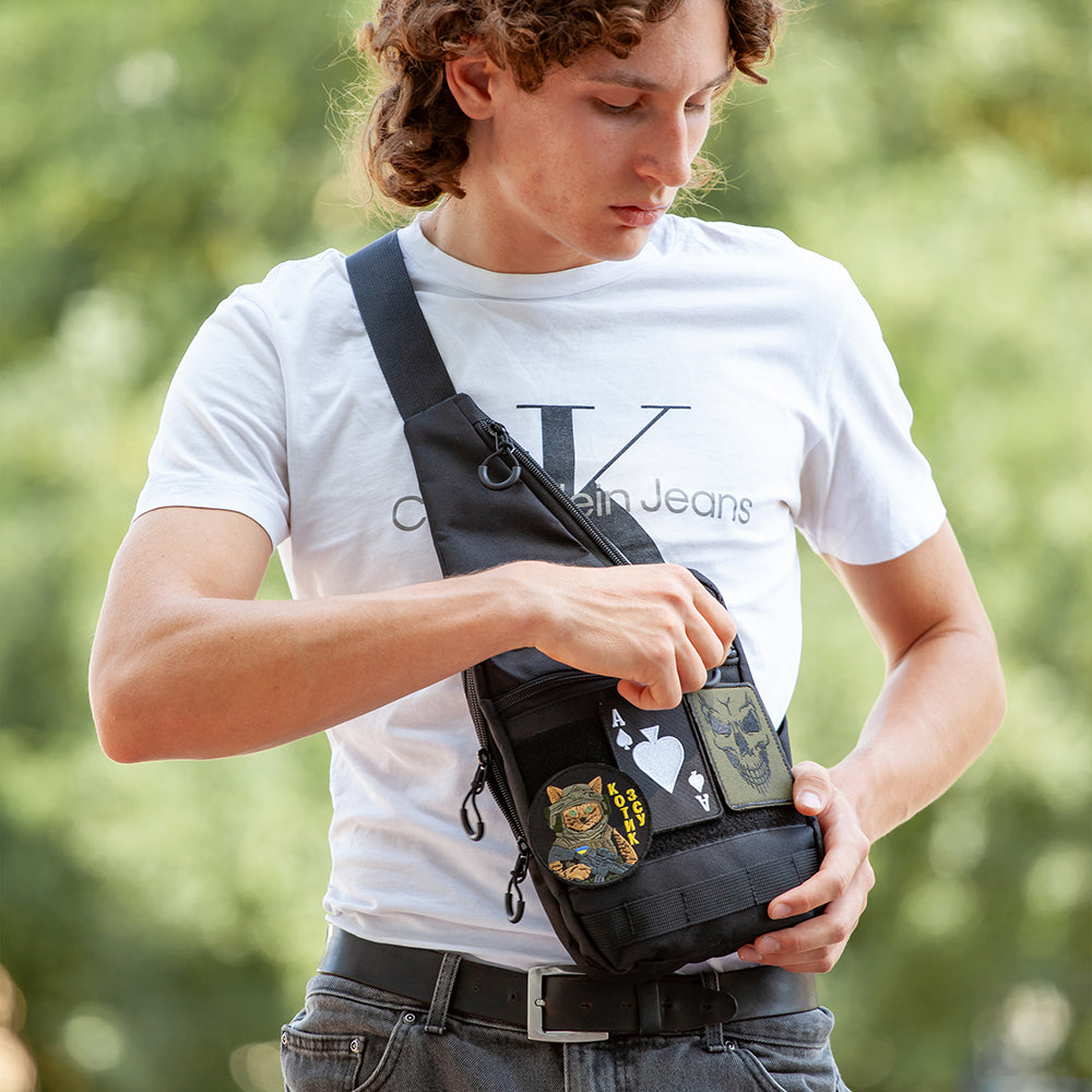 Тактична сумка на плече із кобурою, система MOLLE, патч-панель, Cordura