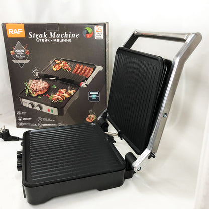 Гриль RAF R.2684 электрический, сэндвичница, с регулятором температуры и таймером 2000 Вт