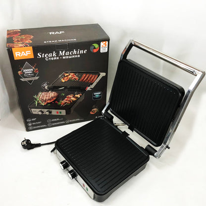 Гриль RAF R.2684 электрический, сэндвичница, с регулятором температуры и таймером 2000 Вт