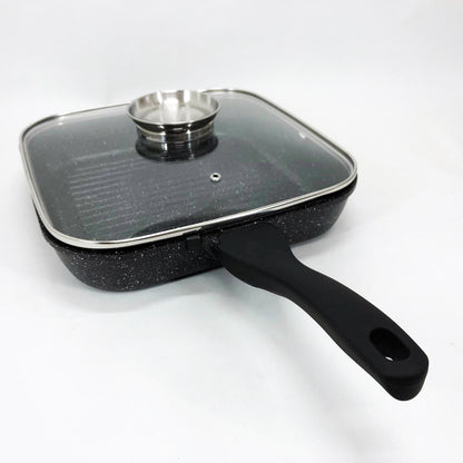 Сковорода гриль UNIQUE UN-4012 стильная 24см, Надежная сковорода с антипригарным покрытием