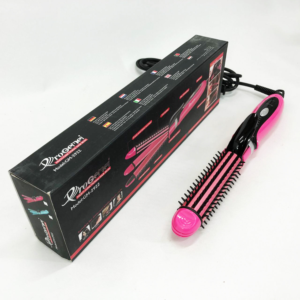 Плойка-утюжок 3в1 Gemei GM-2922, Современные щипцы для завивки волос, Прибор для завивки. Цвет: розовый