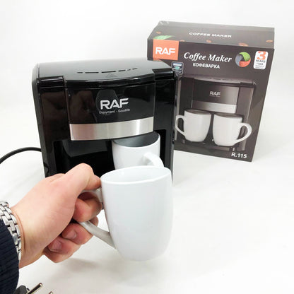 Кофеварка 2 чашки полуавтоматическая RAF R.115 650 Вт,  Капельная кофеварка электрическая для кухни