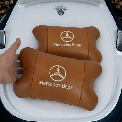 Комплект 2шт для подголовника Mercedes-Benz изготовлен из натуральной коричневой кожи. Комфорт в авто