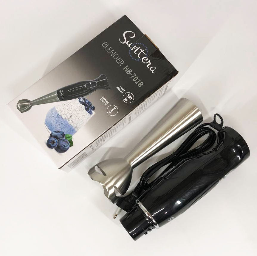 Блендер Suntera HB-701B 500 Вт, 2 режима скорости, ножка нержавеющая сталь, блендер переносной