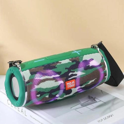 Портативная колонка TG642 с RGB подсветкой и ремешком, колонка для вечеринки. Цвет: камуфляж