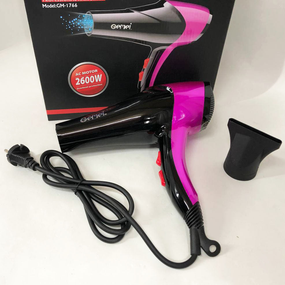 Фен GEMEI GM-1766 2.6кВт АС, женский фен для волос, электрофен для волос. Цвет: фиолетовый