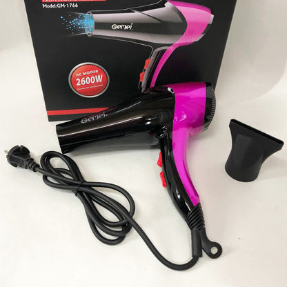 Фен GEMEI GM-1766 2.6кВт АС, женский фен для волос, электрофен для волос. Цвет: фиолетовый