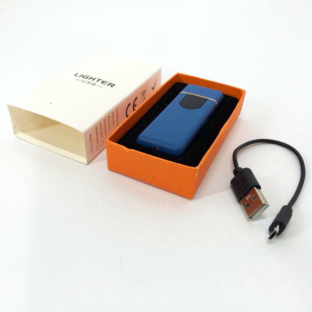 Электрозажигалка USB ZGP ABS, сенсорная зажигалка электрическая спиральная. Цвет: синий