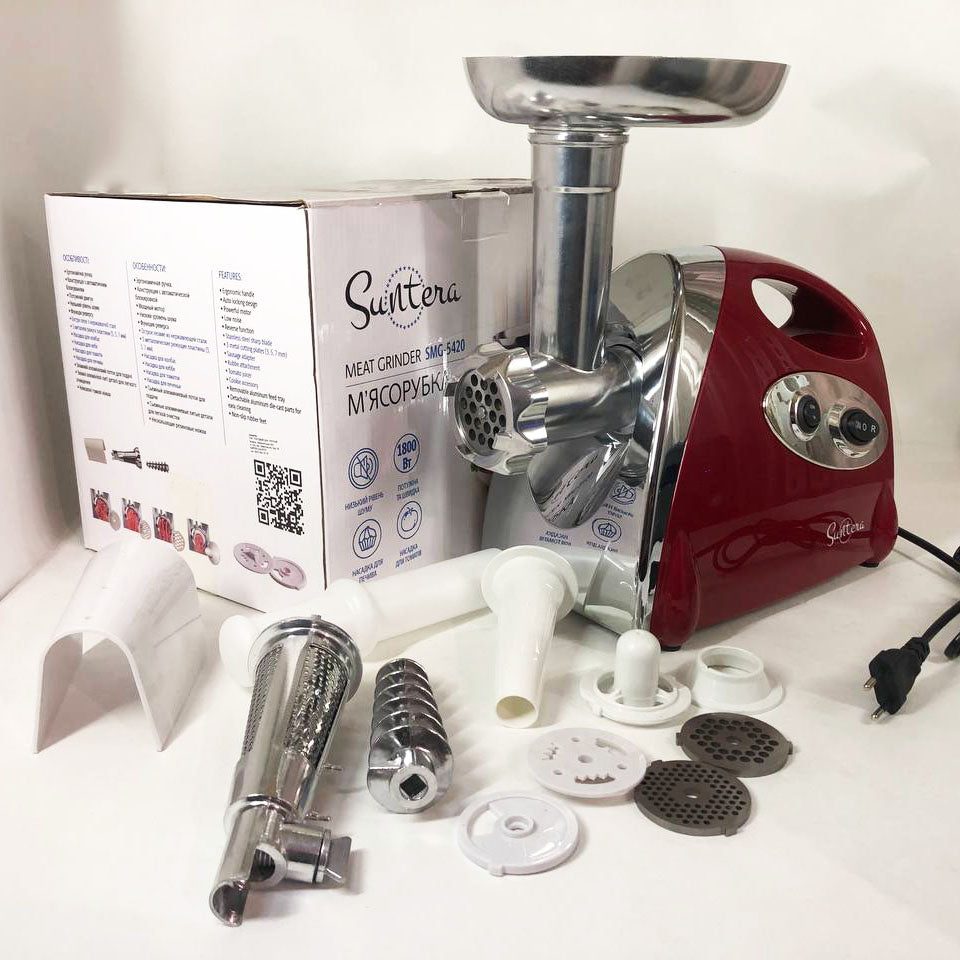 Электромясорубка Suntera SMG-5420R 1800 Вт, электромясорубка соковыжималка для томатов, мясорубка для дома