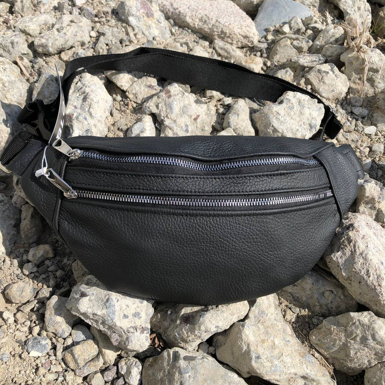 Качественная бананка из натуральной кожи, сумка мужская - женская кожаная барсетка.