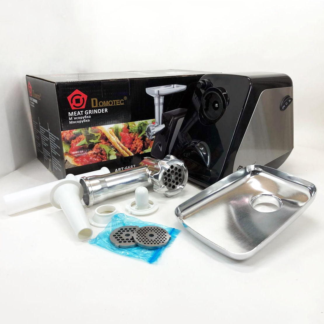 Электрическая мясорубка Domotec MS-2022, электромясорубка для дома, мясорубка для домашней колбасы