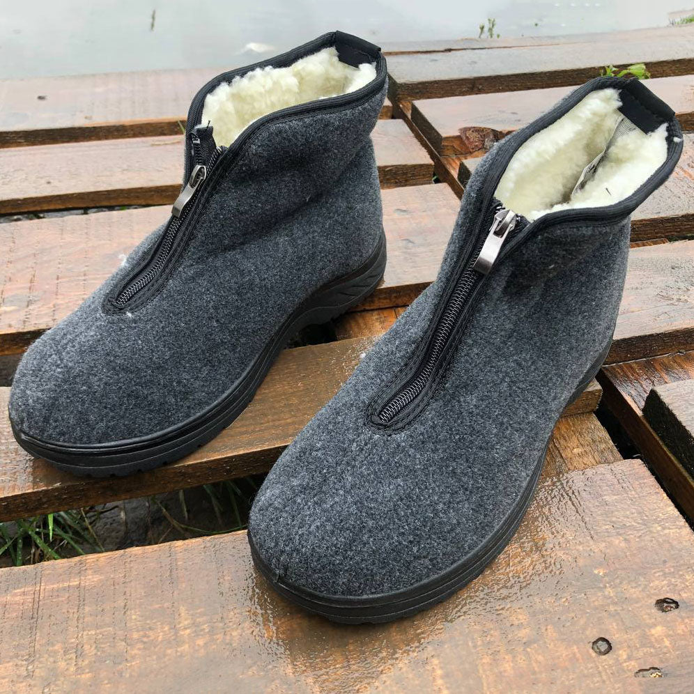 Черевики чоловічі утеплені на застібці 41 розмір, повстяні бурки, домашні чоловічі валянки. Колір: сірий