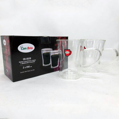 Чашки с двойными стенками Con Brio 280 мл CB-8528 2шт, кружки стеклянные с двойным дном