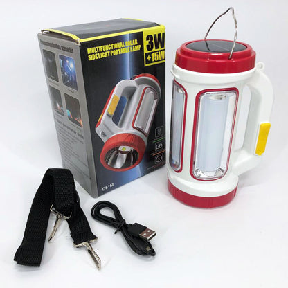Фонарь кемпинговый с солнечной панелью 5158-LED-COB power bank, кемпинговый фонарь-лампа. Цвет: красный