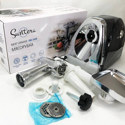 Мясорубка Suntera SMG-5418B 1800 Вт, электромясорубка для шинковки, мясорубка электрическая металл