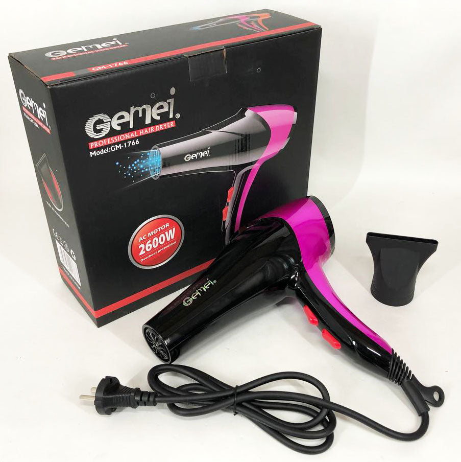 Фен GEMEI GM-1766 2.6кВт АС, женский фен для волос, электрофен для волос. Цвет: фиолетовый