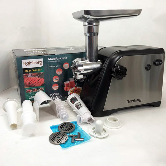 Мясорубка Rainberg RB-672 3000W электрическая с реверсом и соковыжималкой, мясорубка электрическая металл