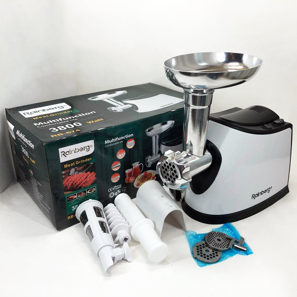 Электромясорубка с соковыжималкой Rainberg RB-674 3000W, электромясорубка для шинковки, мощная мясорубка