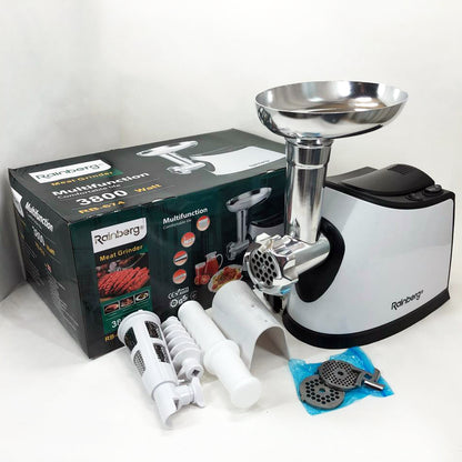 Электромясорубка с соковыжималкой Rainberg RB-674 3000W, электромясорубка для шинковки, мощная мясорубка